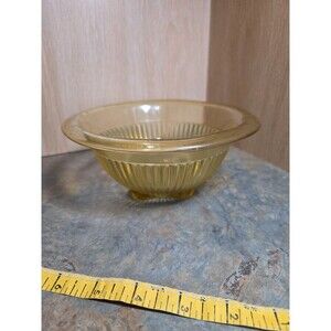 Vintage Hazel Atlas Yellow Gold Depression Glass Ribbed Mixing Bowl